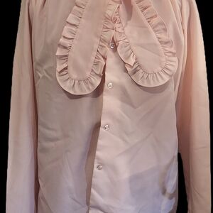 Vintage Lucky Winner Pink Ruffled Blouse
